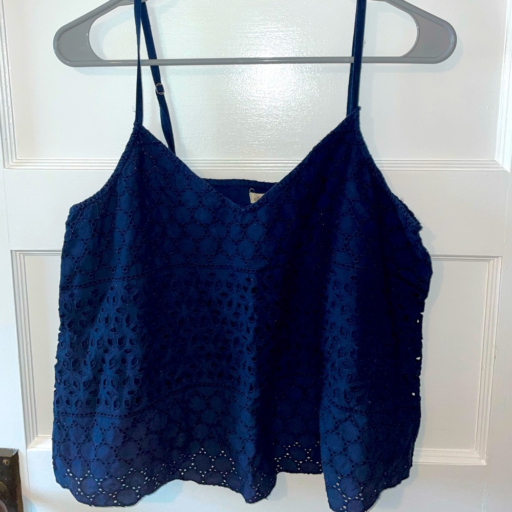 Navy Blue Eyelet Top